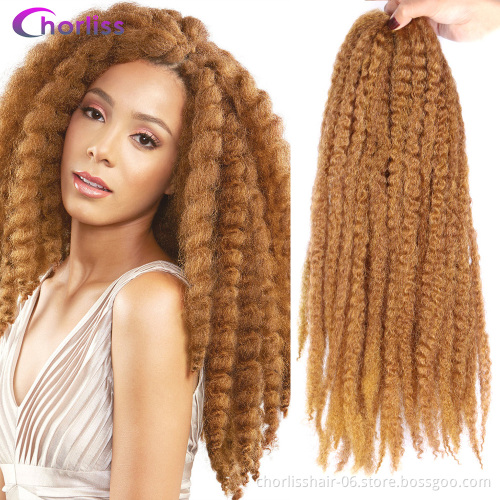 Wholesale Twist Afro Kinky Curly Marley Braids Crochet Braid Yaki Hair Bulk Synthetic Braiding Hair Extensions  For Woman